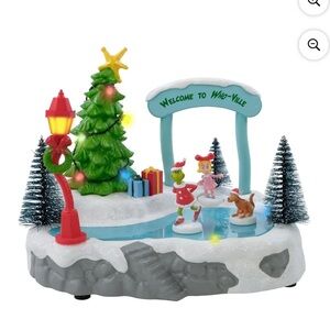 Dr. Seuss' The Grinch Skating Rink Lights Music Christmas Village Building NEW
